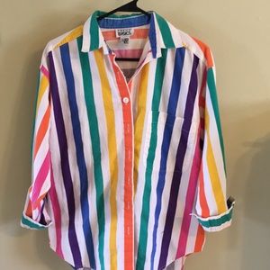 Vintage rainbow long-sleeve button-down shirt